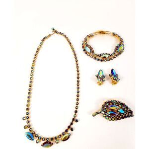 4 Pc Vintage Parure Aurora Borealis Unsigned Jewelry Set